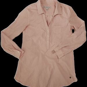 Southern Tide Small Kasey Pink Popover Seersucker, part button-up Beach Preppy